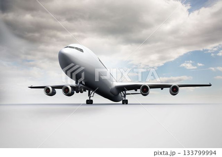 3D plane standing on white ground 3D plane standing on white ground 133799994
