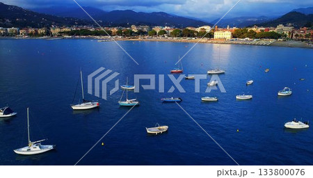 Scenic view of sea with boats 133800076