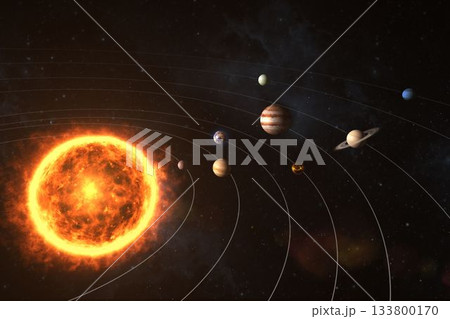 Composite image of planets revolving around sun Composite image of planets revolving around sun 133800170
