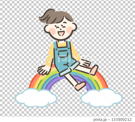 Girl sitting on a rainbow 133800212