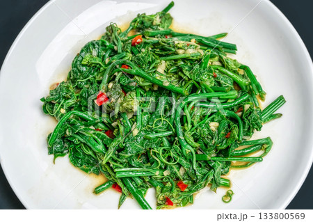 Stir fried jungle greens 133800569