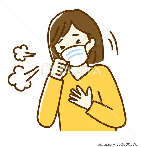 咳をするマスクをした女性 咳をするマスクをした女性 133800576