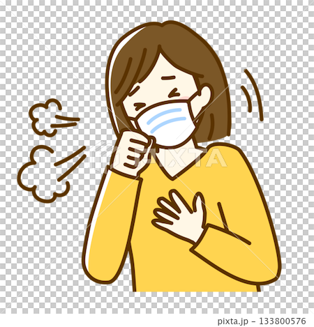 咳をするマスクをした女性 咳をするマスクをした女性 133800576