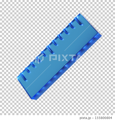 直邊扁平圖示的三維插圖。透明藍色玻璃狀圖案。 133800804