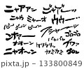 【擬音】猫の鳴き声、動作についての擬音語・オノマトペの手描き文字素材セット 133800849
