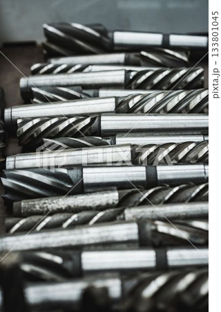 Close-up of drill bits at industry Close-up of drill bits at industry 133801045