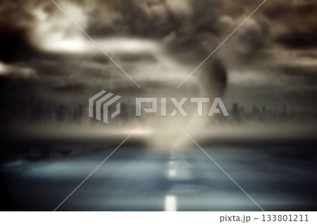 Road against overcast sky 133801211