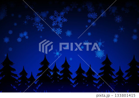 Snowflakes falling on fir trees Snowflakes falling on fir trees 133801415