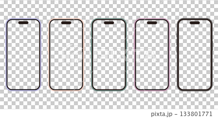 Smartphone frame with 5 muted color silicone cases - see-through screen Smartphone frame with 5 muted color silicone cases - see-through screen 133801771