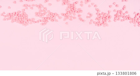 Pink background with tiny hearts. Valentine's day concept. 133801806