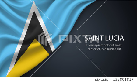 Saint Lucia national flag with smooth fabric texture background 133801817