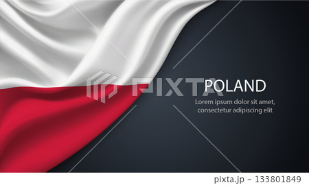 Poland national flag with smooth fabric texture background Poland national flag with smooth fabric texture background 133801849