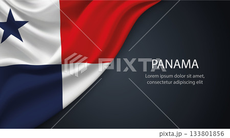 Panama national flag with smooth fabric texture background 133801856