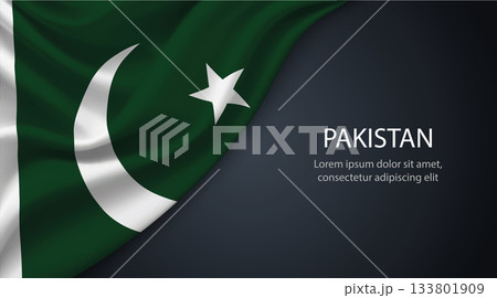 Pakistan national flag with smooth fabric texture background 133801909