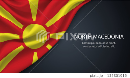 North Macedonia national flag with smooth fabric texture background North Macedonia national flag with smooth fabric texture background 133801916