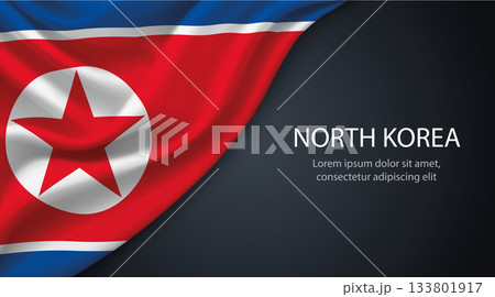 North Korea national flag with smooth fabric texture background 133801917