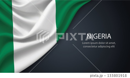Nigeria national flag with smooth fabric texture background 133801918