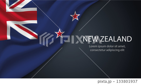 New Zealand national flag with smooth fabric texture background 133801937
