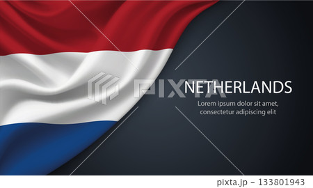 Netherlands national flag with smooth fabric texture background 133801943