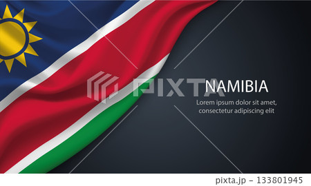 Namibia national flag with smooth fabric texture background 133801945