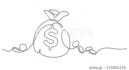 money bag fund coins stack one line drawing continuous money bag fund coins stack one line drawing continuous 133802258