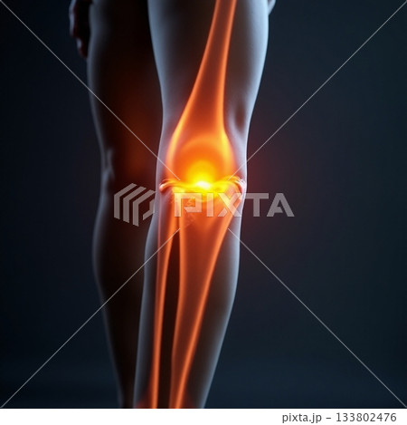 Intricate view of a glowing knee joint in motion Generative AI 133802476