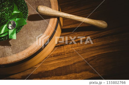 Badhran and stick with green hat Badhran and stick with green hat 133802766