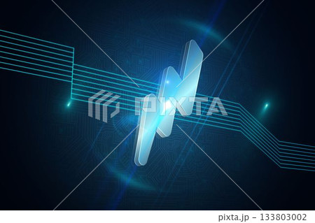 Flash of lightning on futuristic background 133803002