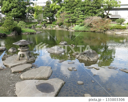墨田区の旧安田庭園(心字池・雪見灯籠) 墨田区の旧安田庭園(心字池・雪見灯籠) 133803306