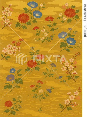 日本的な花柄の背景パターン 133803648