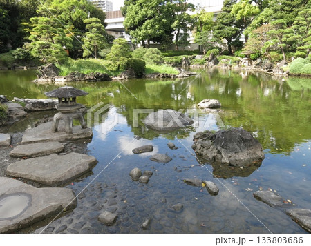 墨田区の旧安田庭園(心字池・雪見灯籠) 墨田区の旧安田庭園(心字池・雪見灯籠) 133803686