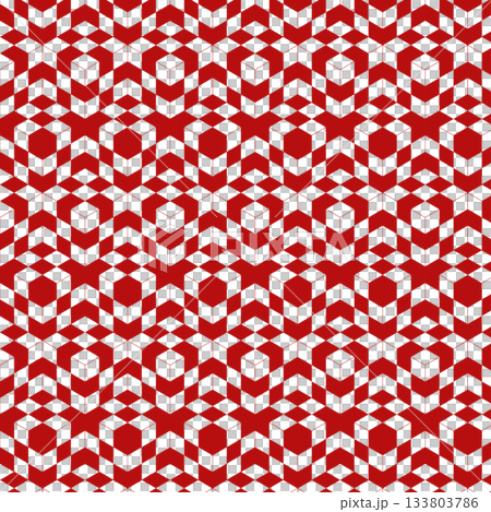 連續立方體的光學錯覺。背景素材。兼容色板。光學錯覺。 3D。紅色。 133803786