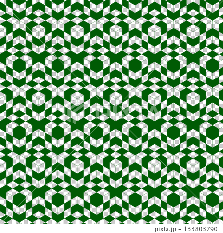 連續立方體的光學錯覺。背景素材。兼容色板。光學錯覺。 3D。綠色。 133803790