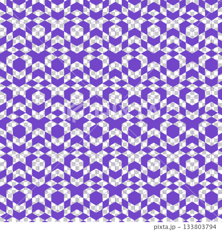 連続する立方体の騙し絵 背景素材 スウォッチ対応 目の錯覚 立体的 3D 紫 133803794