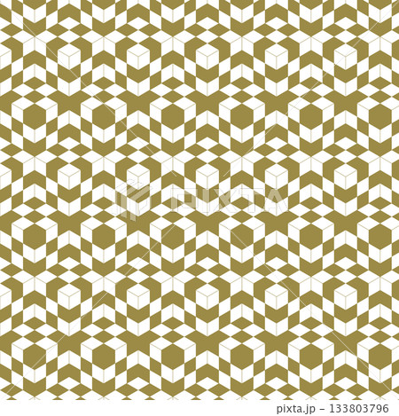 連続する立方体の騙し絵 背景素材 スウォッチ対応 目の錯覚 立体的 3D 金 133803796