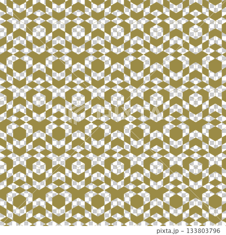 連続する立方体の騙し絵 背景素材 スウォッチ対応 目の錯覚 立体的 3D 金 133803796