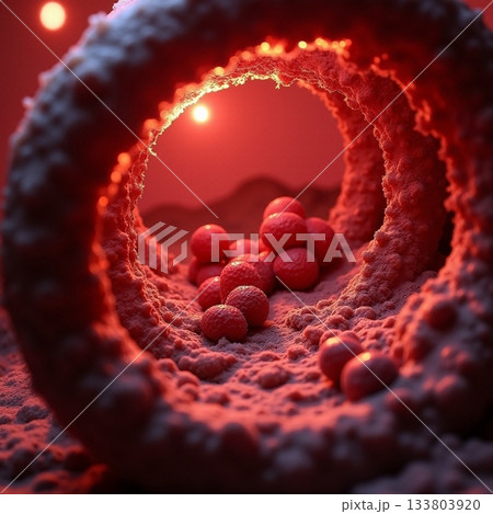 Colorful abstract scene with glowing elements and textures Generative AI 133803920