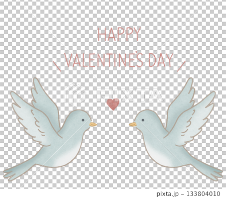 HAPPY VALENTINE'S DAY Facing Birds Blue Red Letters HAPPY VALENTINE'S DAY Facing Birds Blue Red Letters 133804010
