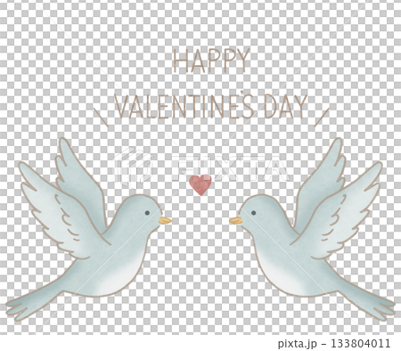 HAPPY VALENTINE'S DAY Facing Birds Blue Brown Lettering HAPPY VALENTINE'S DAY Facing Birds Blue Brown Lettering 133804011