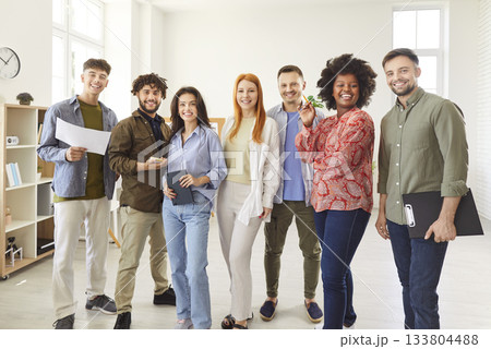 Portrait Of Happy Students And Colleagues Working As A Diverse Team In Office 133804488