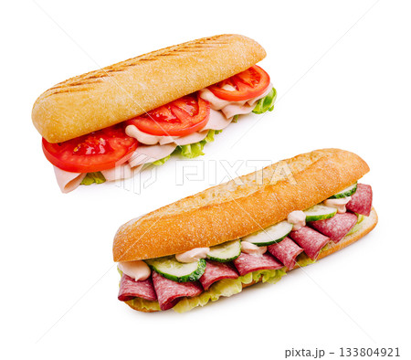 Delicious sandwiches with fresh ingredients and flavorful toppings Delicious sandwiches with fresh ingredients and flavorful toppings 133804921