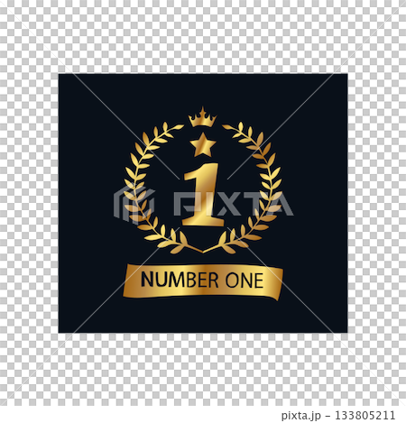 Golden Number One Award Emblem with Laurel Wreath golden 1 winner vector. 1 winner gold Golden Number One Award Emblem with Laurel Wreath golden 1 winner vector. 1 winner gold 133805211