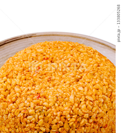 Delicious yellow rice served in a bowl with spices and flavor 133805268