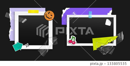 Instant photo frames set isolated on black Instant photo frames set isolated on black 133805535