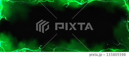 Green smoke frame with lightning bolts 133805598