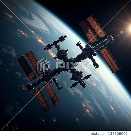 Exploring the International Space Station above Earth Generative AI 133806001