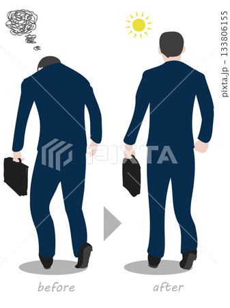 後ろ姿のビジネスマン・ビフォーアフター 133806155