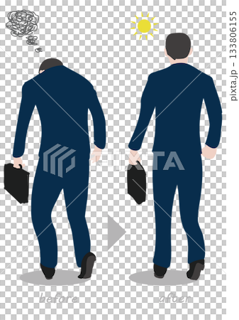 後ろ姿のビジネスマン・ビフォーアフター 133806155