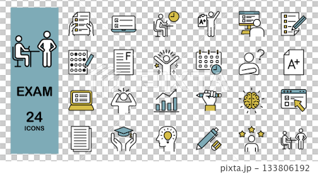 Exam icon set color 133806192