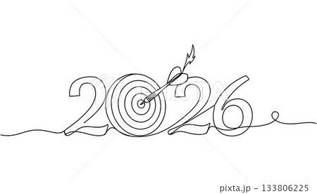 2026 Target Goal Vector. One Line New Year Resolution Illustration Vector 133806225